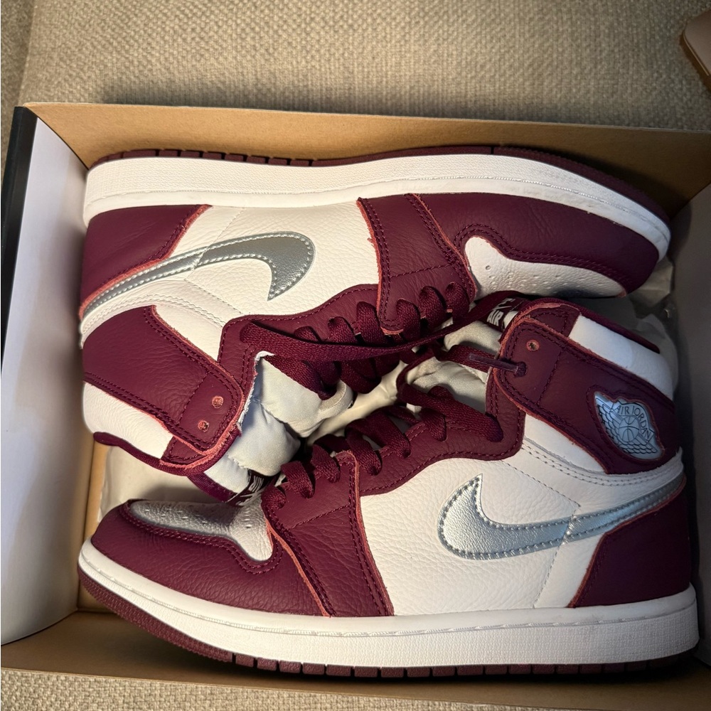 Nike Burgundy and Silver High-Top Sneakers